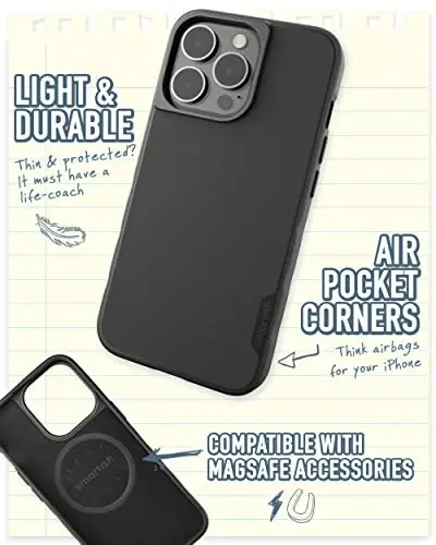 Smartish iPhone 11 Pro Max Slim Case - Gripmunk [Yengil + Himoya qiluvchi] Yupqa g‘ilof (Ipak) - Black Tie Affair - 5