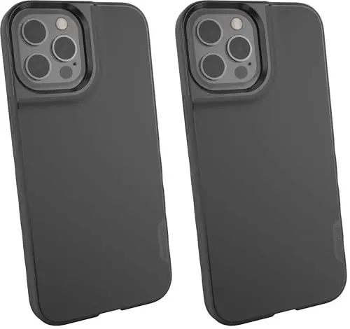 Smartish iPhone 12 Pro Max Slim Case - Gripmunk [Lightweight + Protective] Thin Cover (Silk) - Black Tie Affair (Pack of 2) - 1