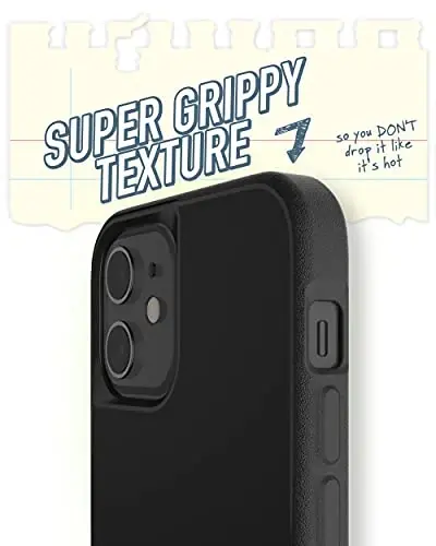 Smartish iPhone 12/12 Pro MagSafe Case, Gripmunk, Slim Grip Case, Black | Thin, Grippy & Protective, Magnetic with Microfiber-Lined Interior, Drop-Tested from 6 Feet, Raised Edges for Screen & Camera - 3