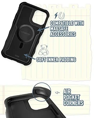 Smartish iPhone 13 Pro Case MagSafe, Gripzilla, Heavy Duty Grip, Space | Magnetic, Rugged, Protective Military Grade Armor, Drop-Tested from 6 Feet, Shockproof, Silicone Interior, Impact Absorbing - 5