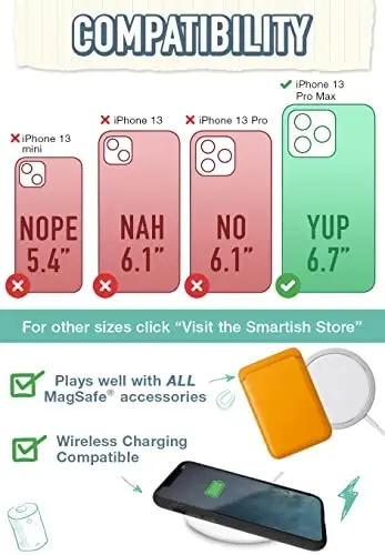 Smartish® iPhone 13 Pro Max Slim Case - Gripmunk MagSafe bilan mos keladi [Engil + Himoya qiluvchi] Mikrofolat astarli yupqa tutqichli g‘ilof - You're Just Jelly 