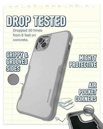 Smartish® iPhone 14 Plus himoya qiluvchi magnit g'ilof - Gripzilla MagSafe bilan mos keladi [Mustahkam + Bardoshli] Apple iPhone 14 Plus uchun og'ir yukga mo'ljallangan yupqa himoya g'ilofi - Kulrang hudud - 2
