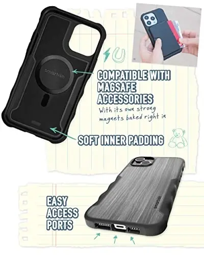 Smartish iPhone 14 Plus Protective Magnetic Case - Gripzilla Compatible with MagSafe [Rugged + Tough] Heavy Duty Grip Slim Cover w/Drop Tested Protection for Apple iPhone 14 Plus - Graspin' Aspen - 4