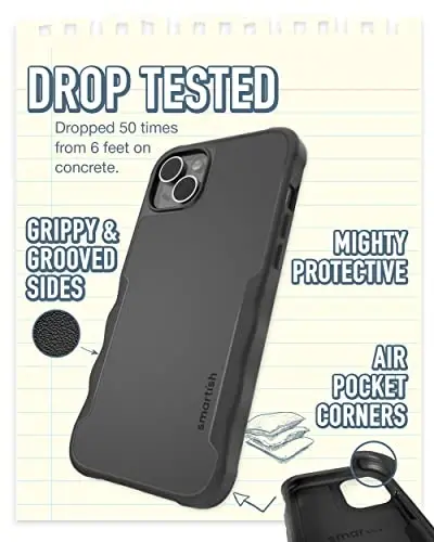 Smartish® iPhone 14 Plus Защитный магнитный чехол - Gripzilla, совместимый с MagSafe [Прочный + Надежный] Сверхпрочный тонкий чехол с защитой от падений для Apple iPhone 14 Plus - Black Tie Affair - SMARTISH (1)