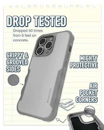 Smartish® iPhone 14 Pro Koruyucu Manyetik Kılıf - Gripzilla, MagSafe ile Uyumlu [Sağlam + Dayanıklı] Ağır Hizmet Tipi Kavramalı İnce Kılıf, Apple iPhone 14 Pro için Düşmeye Karşı Test Edilmiş Koruma - Gri Alan - 2