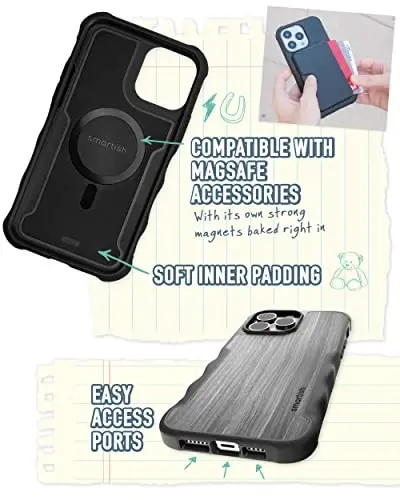 Smartish iPhone 14 Pro Max himoya qiluvchi magnit g'ilof - Gripzilla MagSafe bilan mos keladi [Mustahkam + Bardoshli] Apple iPhone 14 Pro Max uchun og'ir yukga mo'ljallangan tutqichli g'ilof (tushib ketish sinovidan o'tgan) - Graspin' Aspen - 4