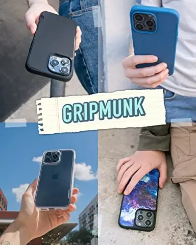 Smartish® iPhone 14 Pro Max Magnetic Case - Gripmunk Compatible with MagSafe [Lightweight + Protective] Slim/Thin Grip Cover with Microfiber Lining for Apple iPhone 14 Pro Max - Black Tie Affair - 1