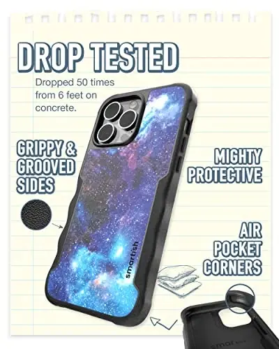 Smartish iPhone 14 Pro Max Protective Magnetic Case - Gripzilla Compatible with MagSafe [Rugged + Tough] Heavy Duty Grip Cover w/Drop Tested Protection for Apple iPhone 14 Pro Max - Spaced Out - 2