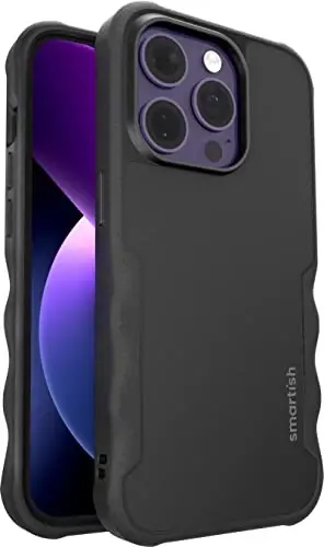 Smartish® iPhone 14 Pro Protective Magnetic Case - Gripzilla Compatible with MagSafe [Rugged + Tough] Heavy Duty Grip Slim Cover w/Drop Tested Protection for Apple iPhone 14 Pro - Black Tie Affair - 1