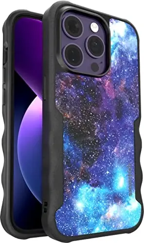 Smartish iPhone 14 Pro Protective Magnetic Case - Gripzilla Compatible with MagSafe [Rugged + Tough] Heavy Duty Grip Slim Cover w/Drop Tested Protection for Apple iPhone 14 Pro - Spaced Out - 1