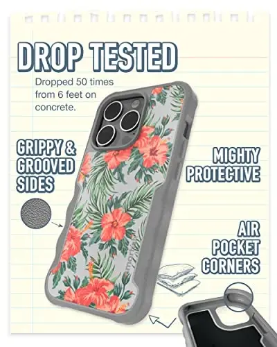 Smartish iPhone 14 Pro Protective Magnetic Case - Gripzilla Compatible with MagSafe [Rugged + Tough] Heavy Duty Grip Slim Cover w/Drop Tested Protection for Apple iPhone 14 Pro - Tropical Shirt - 2