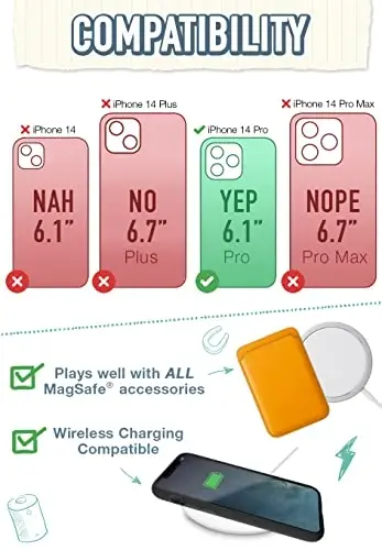 Smartish iPhone 14 Pro Protective Magnetic Case - Gripzilla Compatible with MagSafe [Rugged + Tough] Heavy Duty Grip Slim Cover w/Drop Tested Protection for Apple iPhone 14 Pro - Tropical Shirt - 5