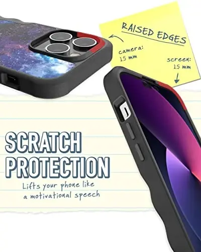 Smartish iPhone 14 Pro uchun himoyalovchi magnit g'ilof - Gripzilla MagSafe bilan mos keladi [Mustahkam + Bardoshli] Apple iPhone 14 Pro uchun tushib ketishga chidamli yupqa himoya g'ilofi - Spaced Out - 3