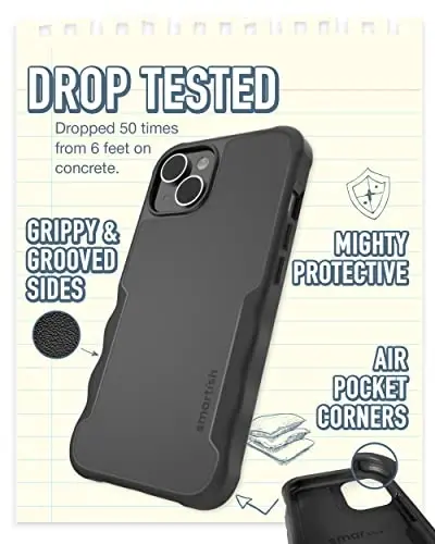 Smartish® iPhone 14 Protective Magnetic Case - Gripzilla Compatible with MagSafe [Rugged + Tough] Heavy Duty Grip Armored Slim Cover w/Drop Tested Protection for Apple iPhone 14 - Black Tie Affair - SMARTISH (1)