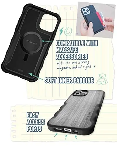 Smartish iPhone 14 Protective Magnetic Case - Gripzilla Compatible with MagSafe [Rugged + Tough] Heavy Duty Grip Armored Slim Cover w/Drop Tested Protection for Apple iPhone 14 - Graspin' Aspen - 4