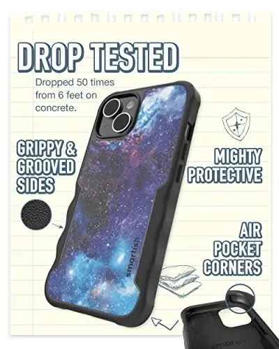 Smartish iPhone 14 Protective Magnetic Case - Gripzilla Compatible with MagSafe [Rugged + Tough] Heavy Duty Grip Armored Slim Cover w/Drop Tested Protection for Apple iPhone 14 - Spaced Out - 2