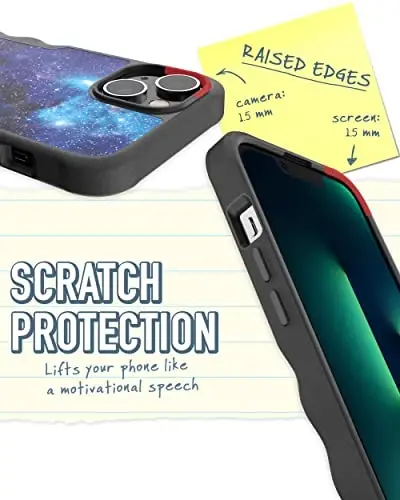 Smartish iPhone 14 uchun himoya magnit g'ilofi - MagSafe bilan mos keladigan Gripzilla [Mustahkam + Bardoshli] Og'ir yukga mo'ljallangan, tushib ketishdan himoyalangan va ingichka korpus - Spaced Out - 3