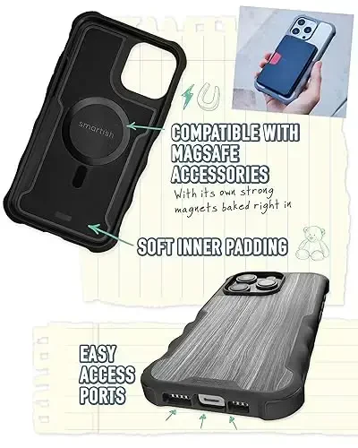 Smartish® iPhone 15 Himoya Magnitli G'ilof - Gripzilla MagSafe bilan mos keladi [Mustahkam + Kuchli] Og'ir Vazifali Tutqichli Yengil Qoplama Apple iPhone 15 uchun Tushishga Chidamli Himoya bilan - Graspin' Aspen - 8