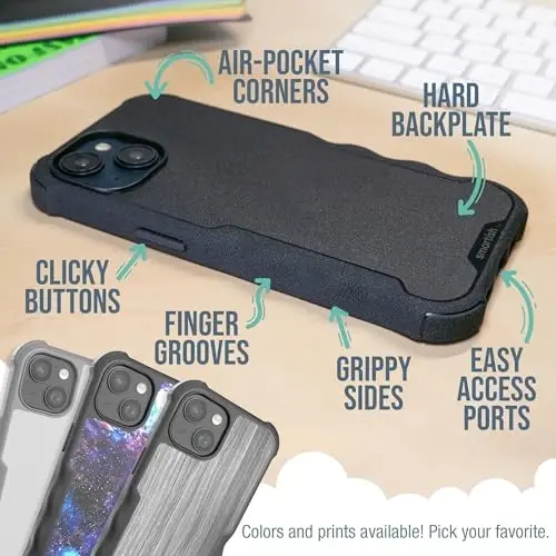 Smartish® iPhone 15 himoya magnitli g‘ilofi - Gripzilla bilan mos keladi MagSafe bilan [Mustahkam + Kuchli] Og‘ir yuk ko‘taradigan tutqichli zirhli ingichka qopqoq, Apple iPhone 15 uchun tushish sinovidan o‘tgan himoya - Kulrang zona 