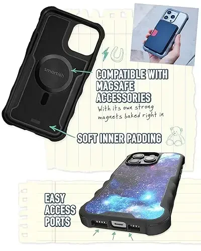 Smartish® iPhone 15 himoya magnitli g‘ilofi - Gripzilla bilan mos MagSafe bilan mos [Mustahkam + Qattiq] Og‘ir vaznli tutqichli zirhli yupqa qopqoq, Apple iPhone 15 uchun tushish sinovidan o‘tgan himoya - Kosmosga chiqish - 3