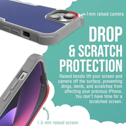 Smartish® iPhone 15 Himoya Magnitli G'ilofi - Gripzilla MagSafe bilan mos keladi [Mustahkam + Qattiq] Og'ir Vazifali Grip Zirhli Yupqa Qopqoq, Apple iPhone 15 uchun Yiqilishga Qarshi Sinovdan O'tgan Himoya - Blueberry Bandit - 4