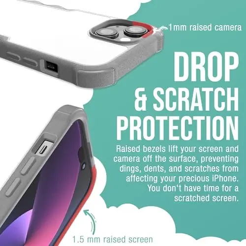 Smartish® iPhone 15 Protective Magnetic Case - Gripzilla Compatible with MagSafe [Rugged + Tough] Heavy Duty Grip Armored Slim Cover w/Drop Tested Protection for Apple iPhone 15 - Gray Area - 3