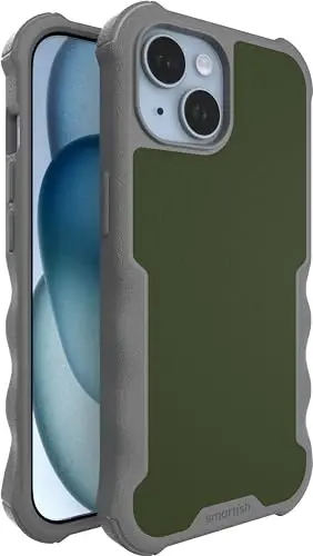 Smartish® iPhone 15 Protective Magnetic Case - Gripzilla Compatible with MagSafe [Rugged + Tough] Heavy Duty Grip Armored Slim Cover w/Drop Tested Protection for Apple iPhone 15 - Lost in The Moss - SMARTISH