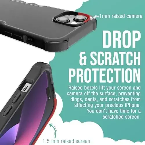 Smartish® iPhone 15 Protective Magnetic Case - Gripzilla Compatible with MagSafe [Rugged + Tough] Heavy Duty Grip Armored Slim Cover w/Drop Tested Protection for Apple iPhone 15 - Black Tie Affair - 4