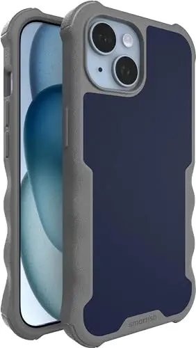 Smartish® iPhone 15 Protective Magnetic Case - Gripzilla Compatible with MagSafe [Rugged + Tough] Heavy Duty Grip Armored Slim Cover w/Drop Tested Protection for Apple iPhone 15 - Blueberry Bandit - 1
