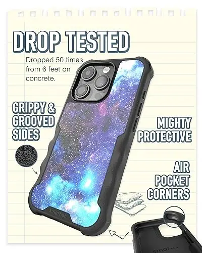 Smartish® iPhone 15 Protective Magnetic Case - Gripzilla Compatible with MagSafe [Rugged + Tough] Heavy Duty Grip Armored Slim Cover w/Drop Tested Protection for Apple iPhone 15 - Spaced Out - SMARTISH (1)