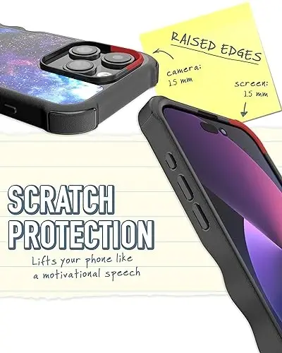Smartish® iPhone 15 Protective Magnetic Case - Gripzilla Compatible with MagSafe [Rugged + Tough] Heavy Duty Grip Armored Slim Cover w/Drop Tested Protection for Apple iPhone 15 - Spaced Out - 4
