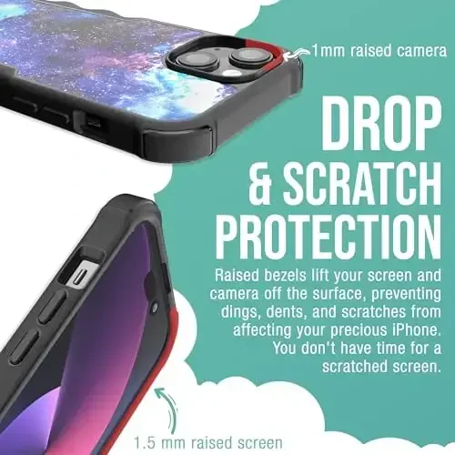 Smartish® iPhone 15 Protective Magnetic Case - Gripzilla Compatible with MagSafe [Rugged + Tough] Heavy Duty Grip Armored Slim Cover w/Drop Tested Protection for Apple iPhone 15 - Spaced Out - 4