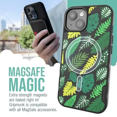 Smartish iPhone 15 MagSafe Case, Gripmunk, Slim Magnetic Grip Case, Leaf | Thin, Protective, Grippy Texture with Microfiber-Lined Interior, Drop-Tested from 6 Feet, Raised Edges for Screen & Camera - Smartish (1)
