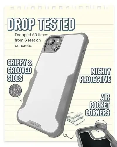 Smartish® iPhone 15 Plus himoya magnitli gʻilofi - Gripzilla MagSafe bilan mos keladi [Mustahkam + Qattiq] Ogʻir vaznli tutqichli zirhli qoplama Apple iPhone 15 Plus uchun tushish sinovidan oʻtgan himoya - Kulrang hudud - 2