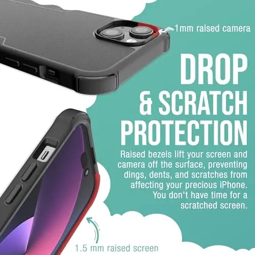Smartish® iPhone 15 Plus Himoyachi Magnitli Qopqoq - Gripzilla MagSafe bilan mos - [Bardoshli + Mustahkam] Himoyachi tutqichli qopqoq Apple iPhone 15 Plus uchun Qulaganiga chidamli himoya bilan - Qora galdstuk - 5