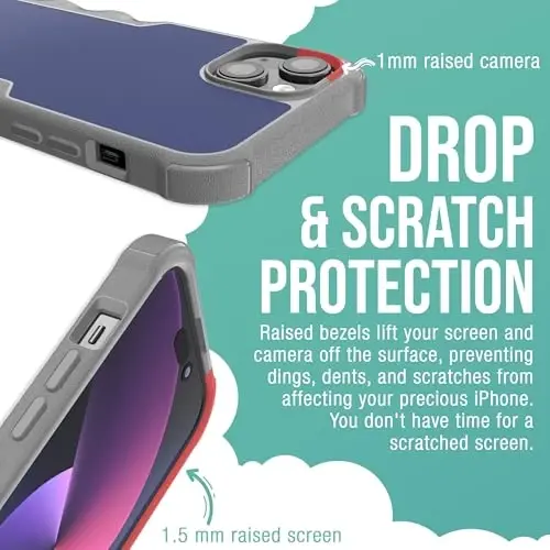 Smartish® iPhone 15 Plus Protective Magnetic Case - Gripzilla Compatible with MagSafe [Rugged + Tough] Heavy Duty Grip Armor Cover w/Drop Tested Protection for Apple iPhone 15 Plus - Blueberry Bandit - 4