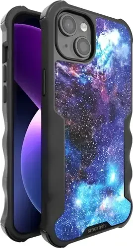 Smartish® iPhone 15 Plus Protective Magnetic Case - Gripzilla Compatible with MagSafe [Rugged + Tough] Heavy Duty Grip Armored Slim Cover w/Drop Tested Protection for Apple iPhone 15 Plus - Spaced Out - 1