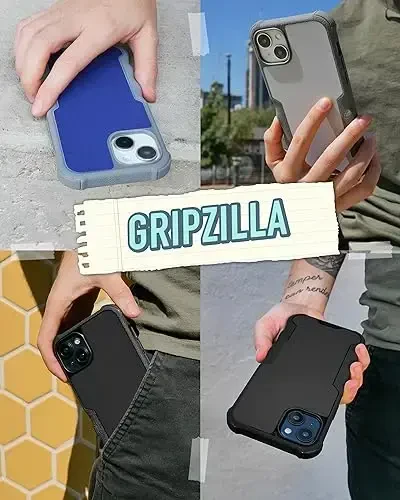 Smartish® iPhone 15 Plus Protective Magnetic Case - Gripzilla Compatible with MagSafe [Rugged + Tough] Heavy Duty Grip Armored Cover w/Drop Tested Protection for Apple iPhone 15 Plus - Gray Area - 6