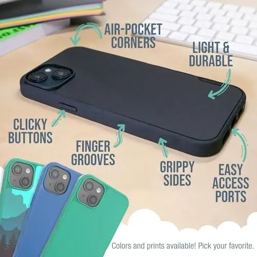 Smartish® iPhone 15 Plus Magnetic Case - Gripmunk Compatible with MagSafe [Lightweight + Protective] Slim/Thin Grip Cover with Microfiber Lining for Apple iPhone 15 Plus - Custom Prints 