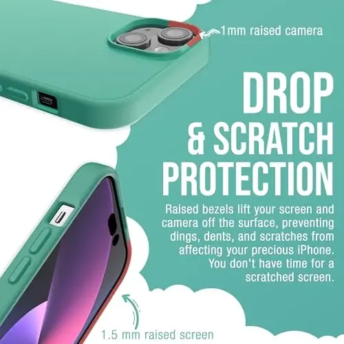 Smartish iPhone 15 Plus MagSafe Case, Gripmunk, Slim Grip Case, Green | Thin, Grippy & Protective, Magnetic with Microfiber-Lined Interior, Drop-Tested from 6 Feet, Raised Edges for Screen & Camera - 4