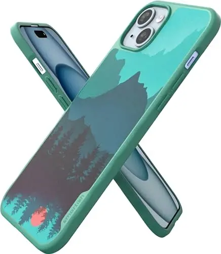 Smartish iPhone 15 Plus MagSafe Case, Gripmunk, Slim Grip Case, Mountains | Thin, Grippy & Protective, Magnetic with Microfiber-Lined Interior, Drop-Tested from 6 Feet, Raised Edges for Screen & Camera - 1