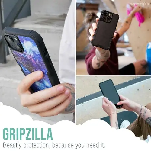 Smartish® iPhone 15 Plus Protective Magnetic Case - Gripzilla Compatible with MagSafe [Rugged + Tough] Heavy Duty Grip Armor Cover w/Drop Tested Protection for Apple iPhone 15 Plus - Custom Prints - 4