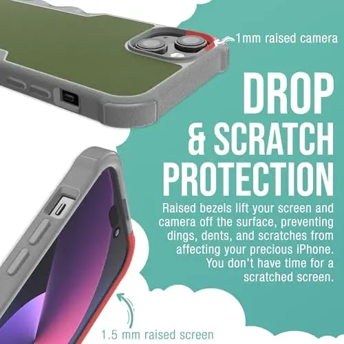 Smartish® iPhone 15 Plus Protective Magnetic Case - Gripzilla Compatible with MagSafe [Rugged + Tough] Heavy Duty Grip Armor Cover w/Drop Tested Protection for Apple iPhone 15 Plus - Lost in The Moss - 4