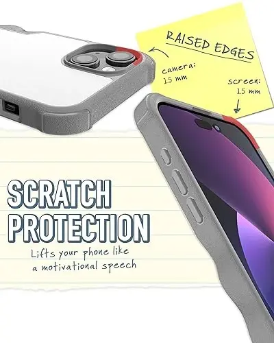 Smartish® iPhone 15 Plus Protective Magnetic Case - Gripzilla Compatible with MagSafe [Rugged + Tough] Heavy Duty Grip Armored Cover w/Drop Tested Protection for Apple iPhone 15 Plus - Gray Area - 4