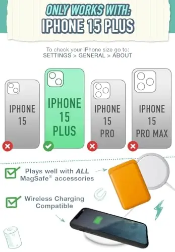 Smartish® iPhone 15 Plus Protective Magnetic Case - Gripzilla Compatible with MagSafe [Rugged + Tough] Heavy Duty Grip Armored Cover w/Drop Tested Protection for Apple iPhone 15 Plus - Gray Area - 5