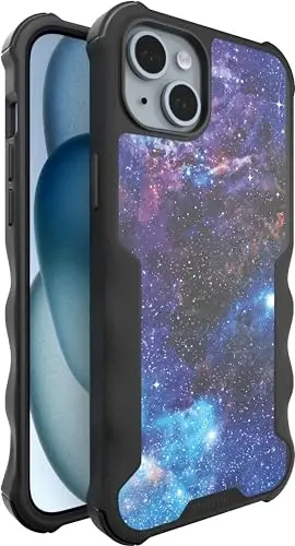 Smartish® iPhone 15 Plus Protective Magnetic Case - Gripzilla Compatible with MagSafe [Rugged + Tough] Heavy Duty Grip Armored Slim Cover w/Drop Tested Protection for Apple iPhone 15 Plus - Spaced Out - 1