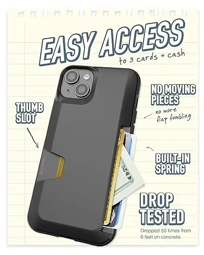 Smartish iPhone 15 Plus Wallet Case with Crossbody Lanyard Strap - Wallet Slayer Vol. 1 - [Slim + Protective] Credit Card Holder with Universal Detachable Shoulder Neck Strap - Black Tie Affair - 3