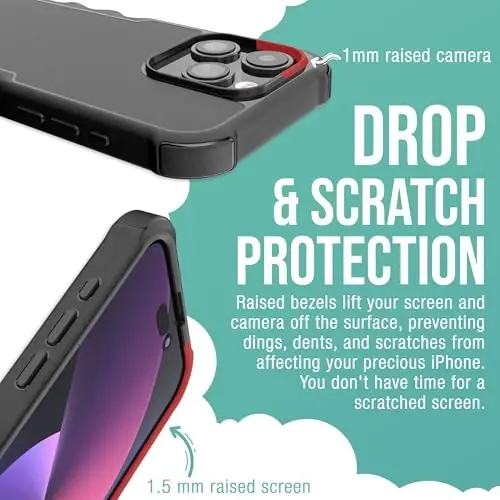 Smartish® iPhone 15 Pro himoya magnitli g‘ilofi - Gripzilla bilan mos MagSafe bilan mos [Mustahkam + Chidamli] Og‘ir vaznli tutqichli zirhli qopqoq Apple iPhone 15 Pro uchun tushish sinovidan o‘tgan himoya bilan - Black Tie Affair - 3