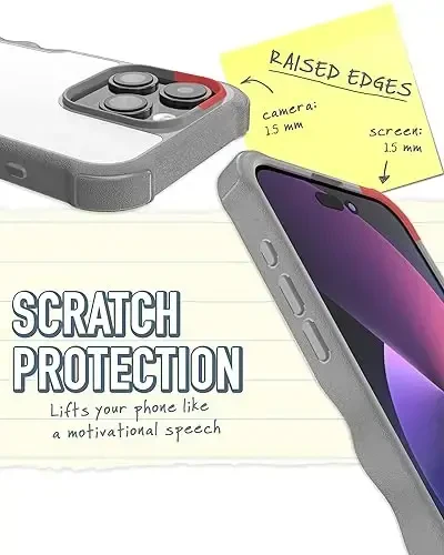 Smartish® iPhone 15 Pro himoya magnitli g'ilofi - Gripzilla MagSafe bilan mos keladi [Mustahkam + Bardoshli] Og'ir yuk ko'taruvchi tutqichli zirhli qopqoq, Apple iPhone 15 Pro uchun tushish sinovidan o'tgan himoya - Kulrang hudud - 4