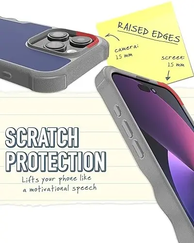 Smartish® iPhone 15 Pro himoya magnitli g'ilofi - Gripzilla MagSafe bilan mos keladi [Mustahkam + Bardoshli] Og'ir yuk ko'taruvchi ushlagichli zirhli qopqoq, Apple iPhone 15 Pro uchun tushish sinovidan o'tgan himoya - Blueberry Bandit - 4